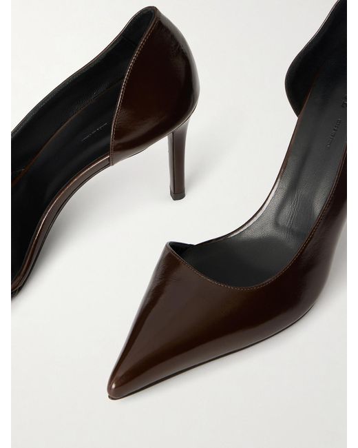 Khaite White Jett D'Orsay Leather Pumps