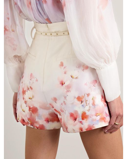 Zimmermann Multicolor Low-Waist Floral Silk And Cotton Shorts