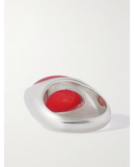 Loren Stewart Red Orb Sterling Carnelian Ring