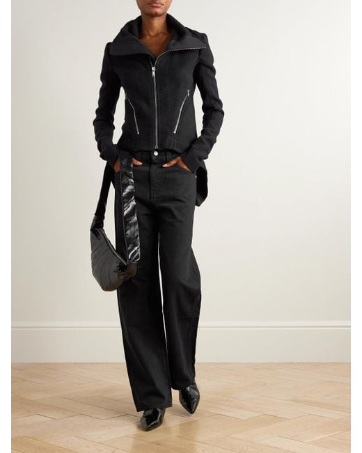 Veste À Col Montant En Laine Bouillie À Finitions En Satin Giacca Rick Owens en coloris Black