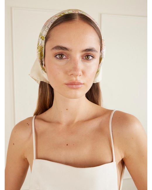 Calvin Klein Natural Lorelai Floral-Print Silk-Twill Scarf