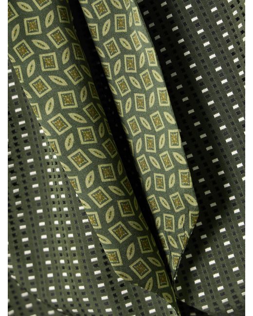 Dries Van Noten Green Bomberjacke Aus Bedrucktem Twill Mit Schluppe Aus Satin