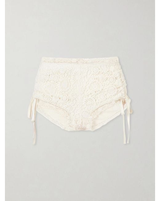 Isabel Marant Natural Yeliz Crocheted Cotton Shorts