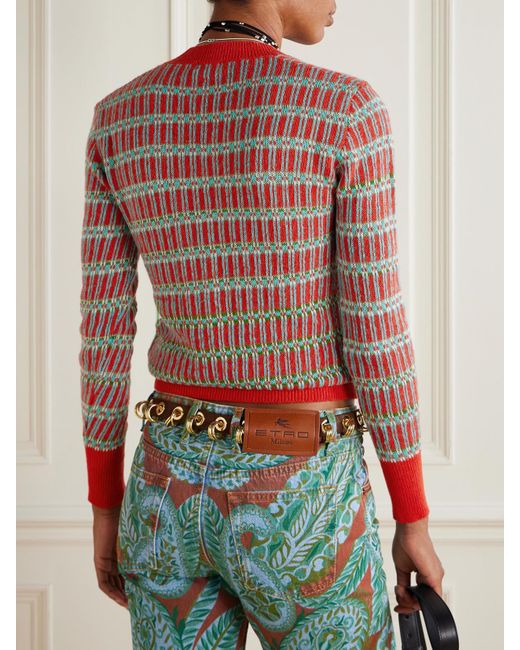 Etro Red Pullover Aus Jacquard-Strick Aus Einer Wollmischung