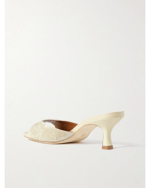Staud Natural Brigitte Sequined Leather Mules