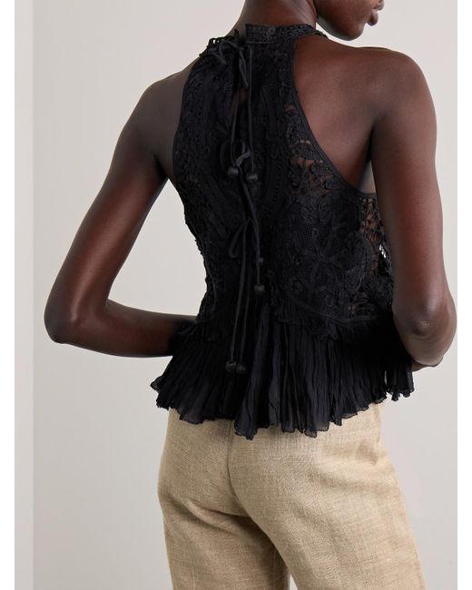 Sea Black Bente Oberteil Aus Spitze Mit Besatz Aus Baumwollkrepon Und Rüschen