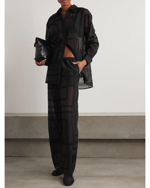 Totême Black Embroidered Organic Cotton And Silk-Blend Voile Shirt
