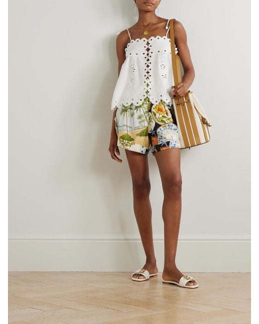 Farm Rio Metallic Printed Linen Shorts