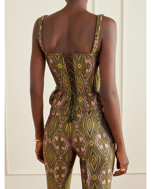 Etro Metallic Floral Paisley-Print Jacquard Bustier Top