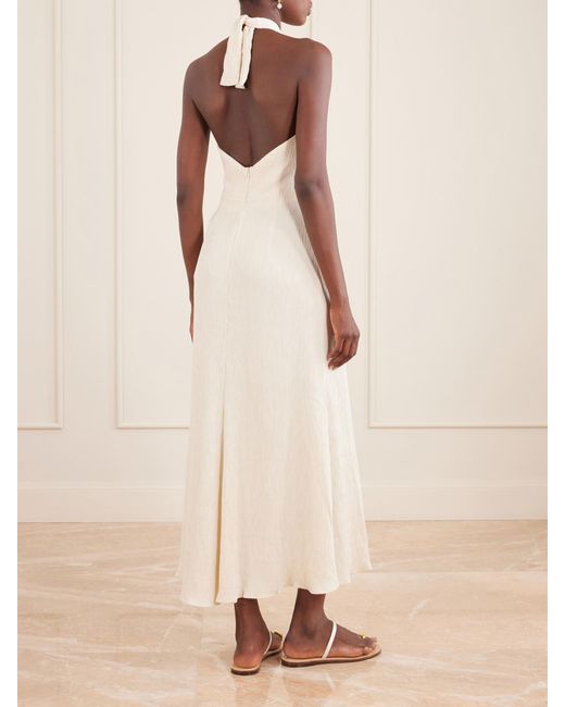 Johanna Ortiz White Light Heart Gauze Halterneck Maxi Dress