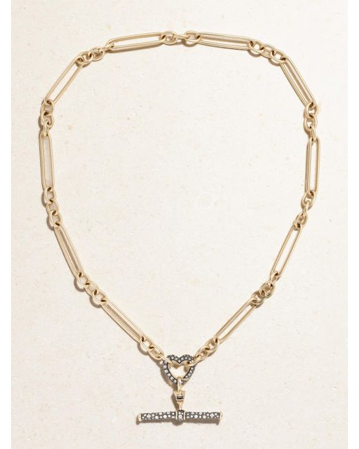Lucy Delius Natural Trombone Link + T-Bar Clip + Love Connection Kette Aus Recyceltem 14 Karat Mit Diamanten