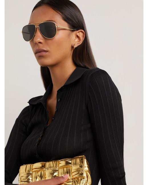 Bottega Veneta Metallic Aviator-Style-Tone Sunglasses
