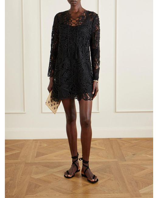 Ulla Johnson Black Dita Lace Mini Dress
