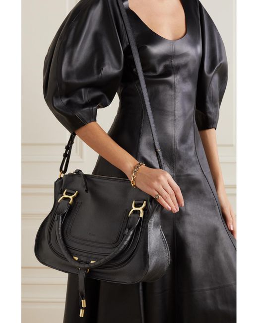 Chloé Black Net Sustain Marcie Medium Textured-Leather Tote