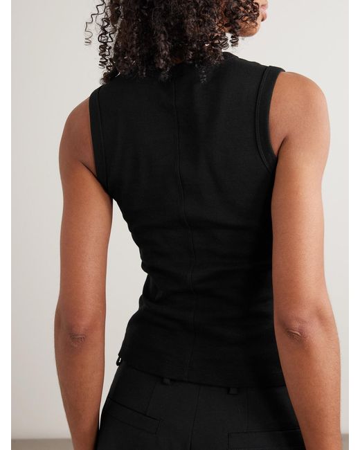 Flore Flore Black Esmé Ribbed Organic Cotton-Jersey Tank