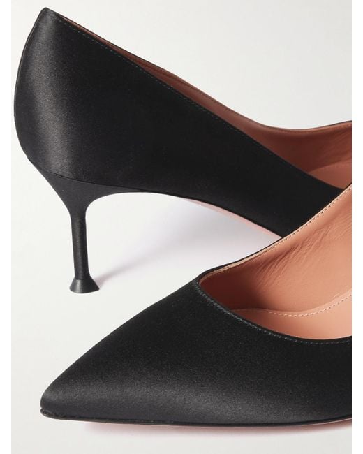 Aquazzura Black Purist 65 Satin Point-Toe Pumps