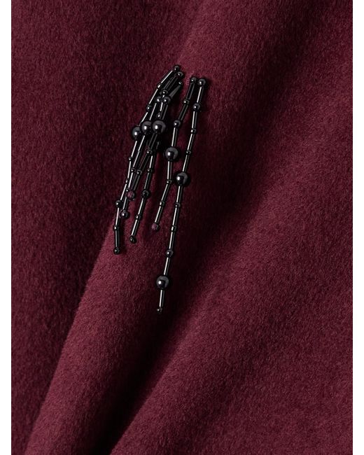 Jonathan Simkhai Red Katya Bead-Embellished Wool-Blend Jacket