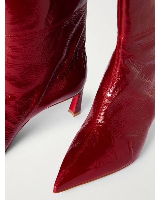 Christian Louboutin Red Condorocombo 55 Patent-Leather Knee Boots