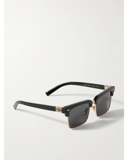 Miu Miu Black Square-Frame Acetate And-Tone Sunglasses