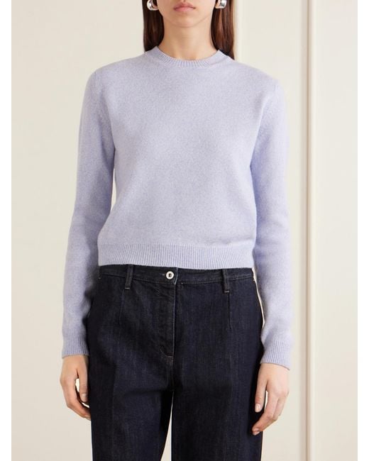 Jil Sander Blue Cropped Wool And Cashmere-Blend Sweater