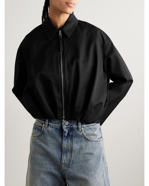 Loewe Black Gathered Cotton And Silk-Blend Twill Jacket