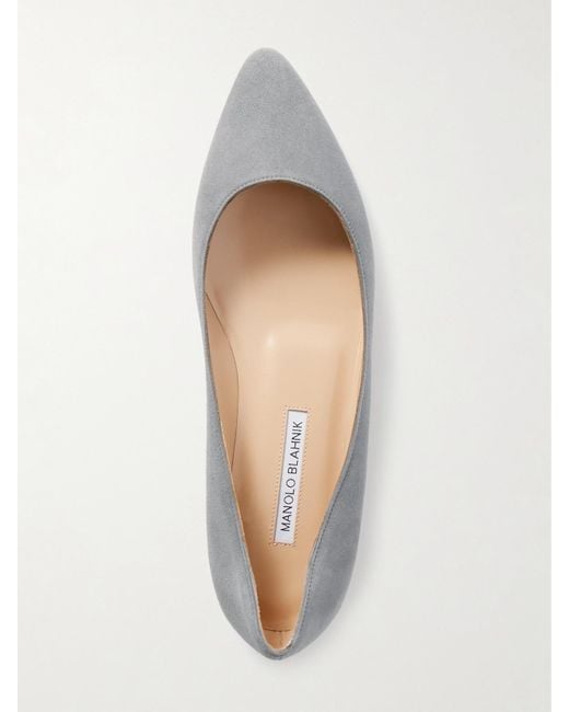 Manolo Blahnik Gray Bb Suede Ballet Flats