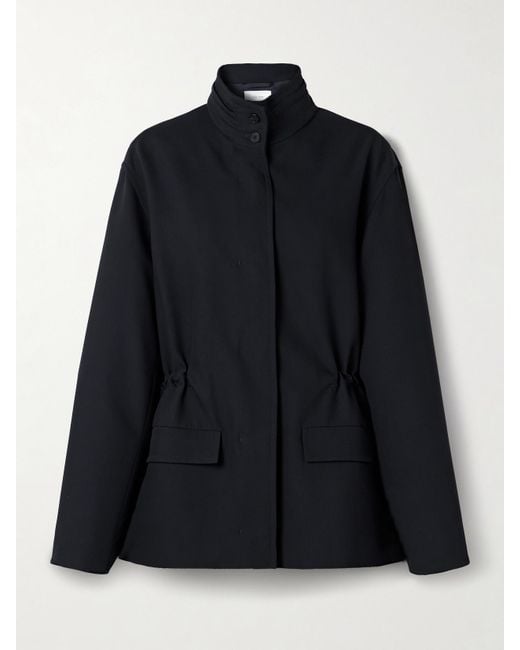 The Row Black Tanera Hooded Wool-Gabardine Jacket