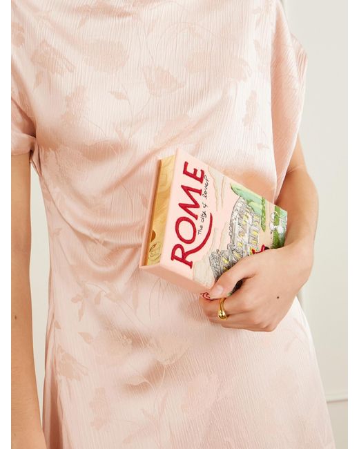 Olympia Le-Tan Pink Rome Embroidered Canvas Clutch