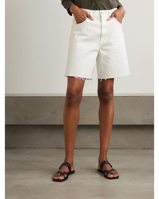 Nili Lotan White Russel Jeansshorts Mit Fransen
