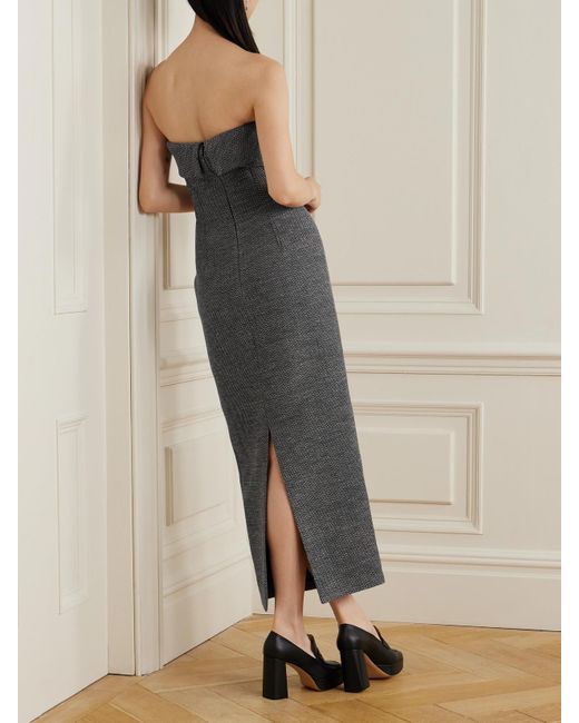 Emilia Wickstead Gray Keeley Strapless Cotton And Linen-Blend Tweed Midi Dress