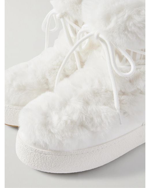 Moon Boot White Ltrack Monaco Plush-Trimmed Shell And Leather-Like Snow Boots