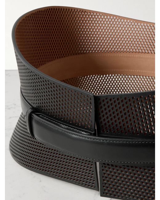 Alaïa Gray Neo Bustier Laser-Cut Leather Belt