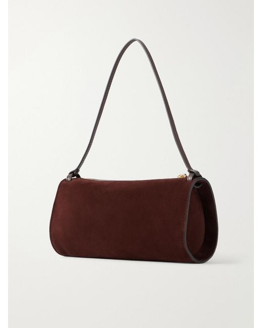 Neous Brown Gemini Leather-Trimmed Suede Shoulder Bag