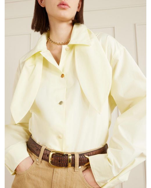 OSSOU Natural Cove Scarf-Detailed Cotton-Poplin Shirt