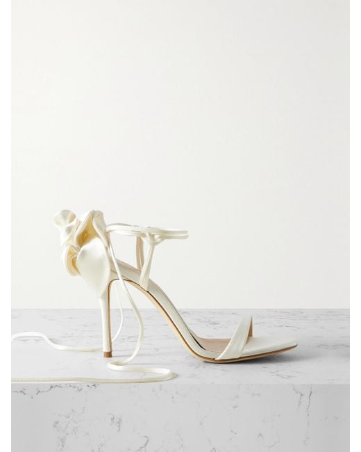 Magda Butrym White Appliquéd Satin Sandals