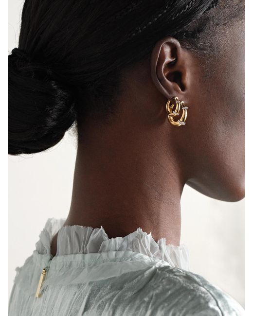 L'Atelier Nawbar Natural Buoy 18-Karat And Rhodium-Plated Diamond Hoop Earrings