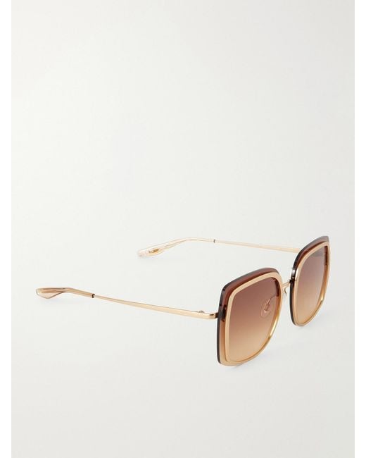 Barton Perreira Brown Halima Oversized Square-Frame-Tone Titanium Sunglasses