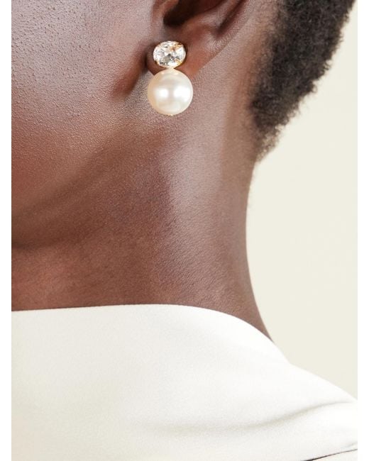 Jennifer Behr White Nina-Tone Crystal And Pearl Earrings