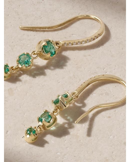 Jennifer Meyer Natural 3 Graduated Illusion 18-Karat, Emerald And Diamond Earrings