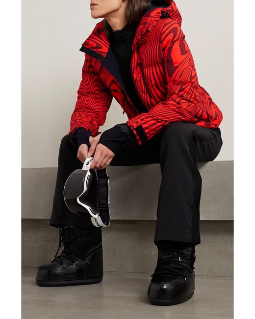 Aztech Mountain Red Minnie Nuke Hooded Printed Quilted Down Ski Jacket