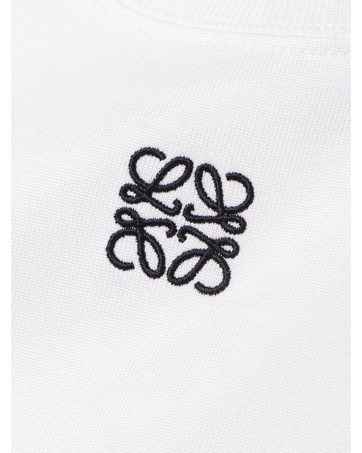 T-Shirt En Jersey De Coton Mélangé À Broderie Anagram Loewe en coloris White
