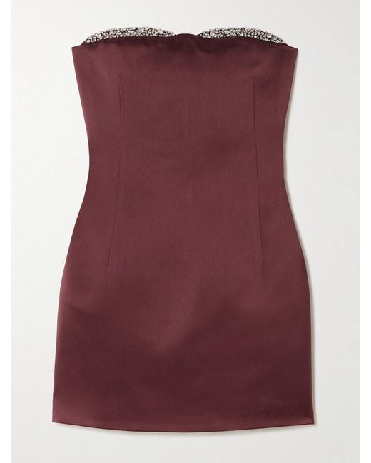 The New Arrivals Ilkyaz Ozel Purple Noélie Strapless Crystal-Embellished Satin Mini Dress
