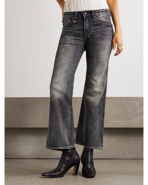 R13 Gray Joan Kick Mid-Rise Flared Jeans