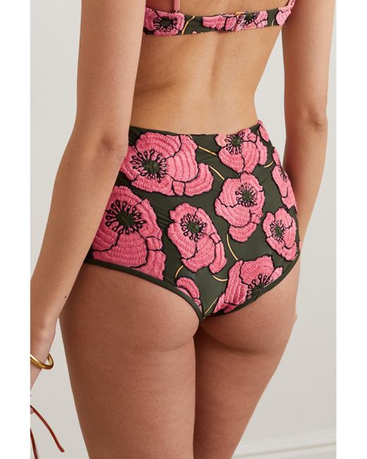 Agua Bendita Pink Net Sustain Geranio Embroidered Recycled Bikini Briefs