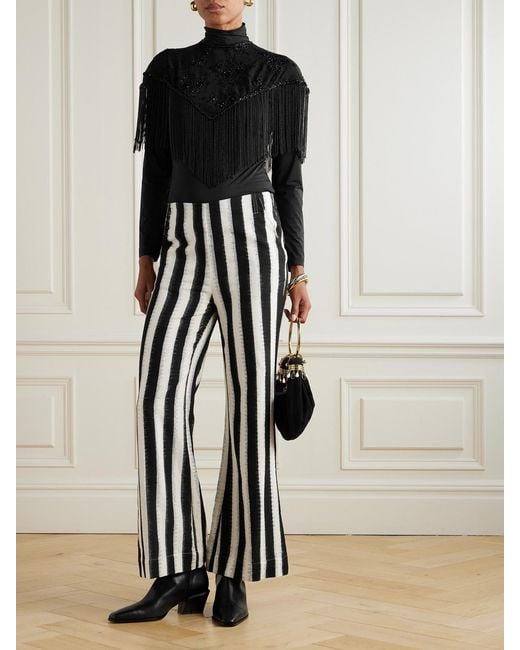 Alix Of Bohemia White Charlie Striped Cotton Flared Pants