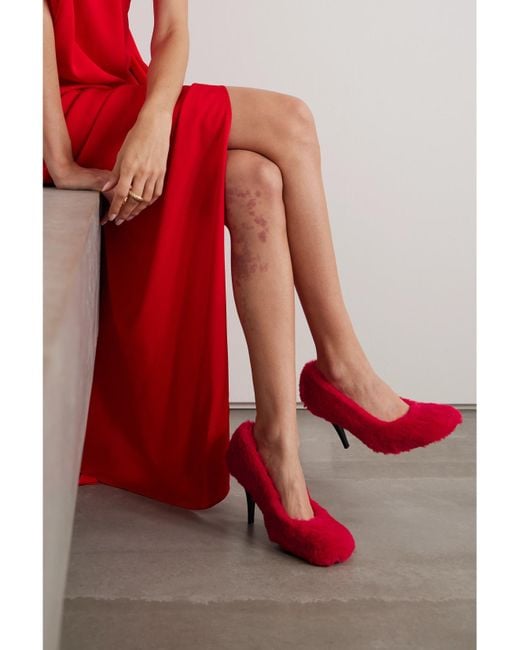 Stella McCartney Red Pumps Aus Faux Fur
