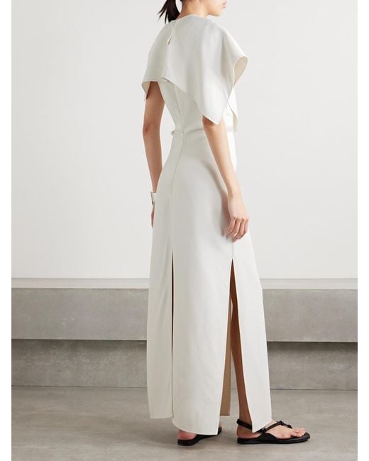 Proenza Schouler White Selene Asymmetric Draped Stretch-Crepe Maxi Dress