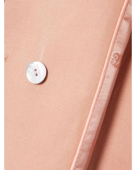 Blazé Milano Pink Flica Charmer Double-Breasted Silk And Linen-Blend Blazer