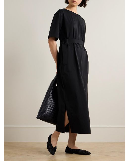 Max Mara Black Amati Midikleid Aus Stretch-Crêpe Mit Gürtel