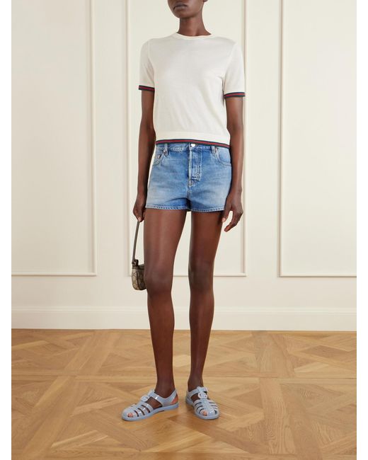 Gucci Blue Fisherman Embellished Rubber Sandals